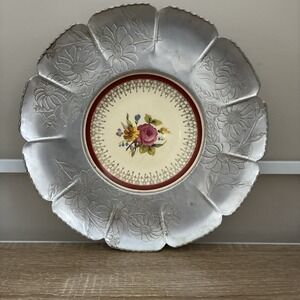 VTG‎ VERY RARE ALUMINUM PADEN CITY POTTERY SERVING PLATE STUNNING ROSE PATTERN